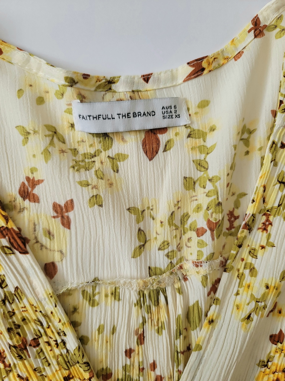 Anthropologie Faithfull the Brand Rafa Yellow and Red Floral Crepe Midi Dress,XS - Picture 6 of 12